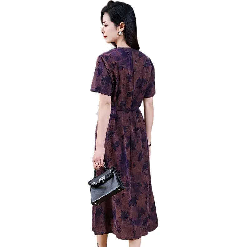 Yi Mengyuan Silk Short Sleeved Dress Women's-5