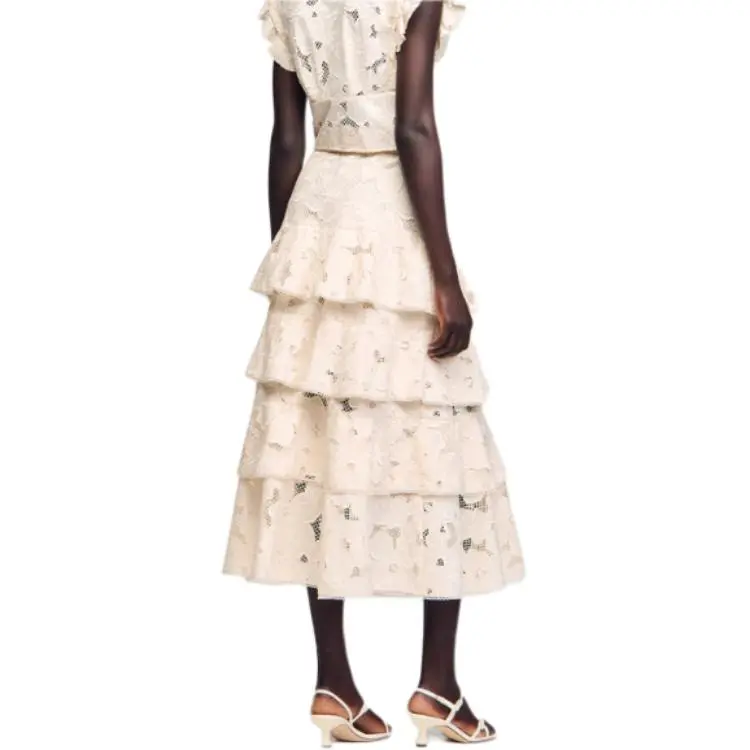 Sandro Floral embroidered Midi Skirt-3
