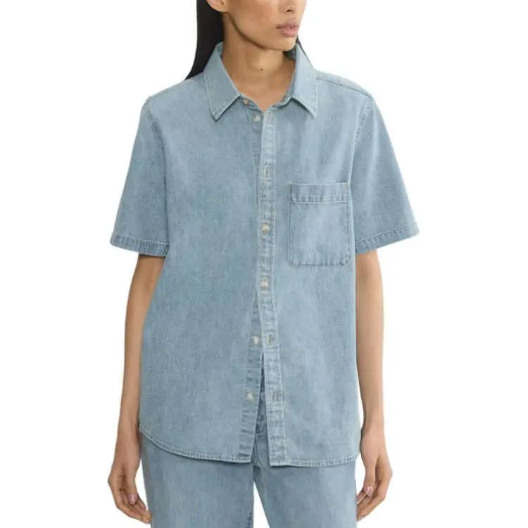 ARITZIA SS25 Denim Forum The '90s Vintage Shortsleeve Denim Shirt Women's-1