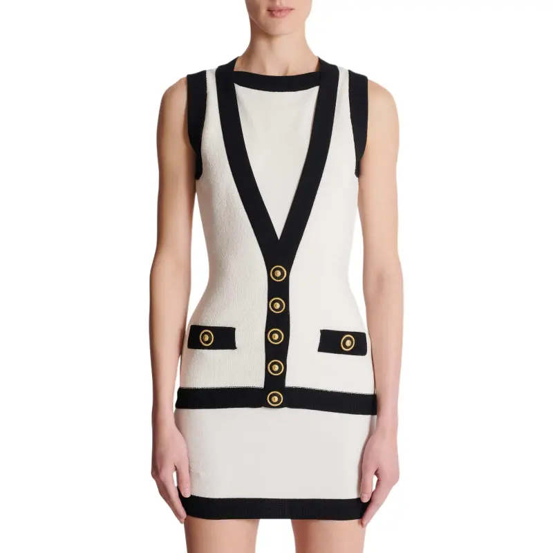 BALMAIN Two Tone Knit Dress-2