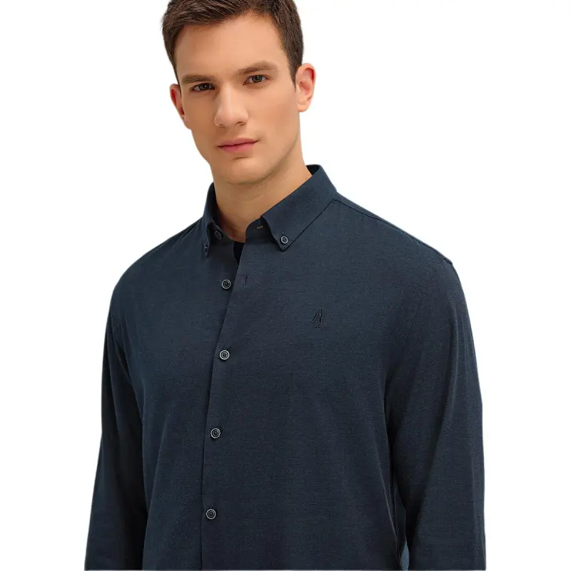 Hush Puppies Long Sleeved Shirt Men's Ink Blue-4