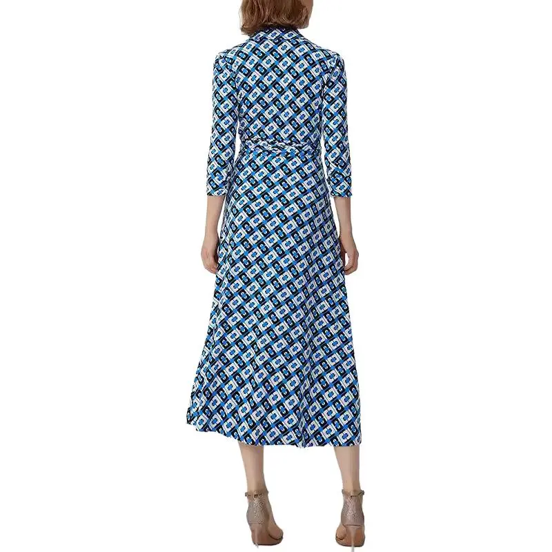 Diane Von Furstenberg SS25 Long Sleeved Dress Women's Blue-2