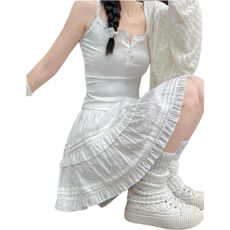 Mu Qingqing Casual Short Skirts Women's White-4