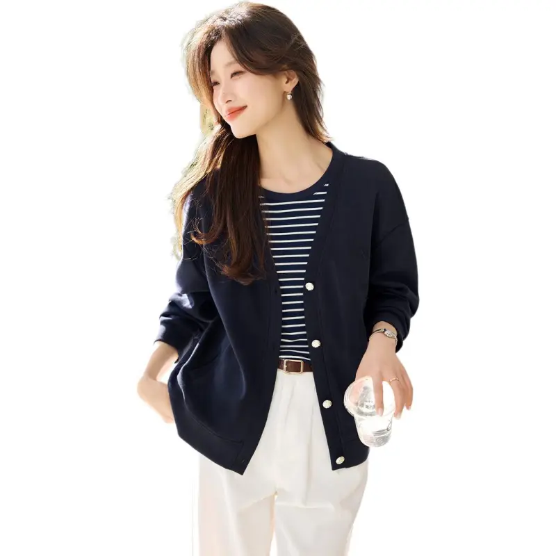 Mu Xiao Xin Knitwear Women's Navy Blue-1
