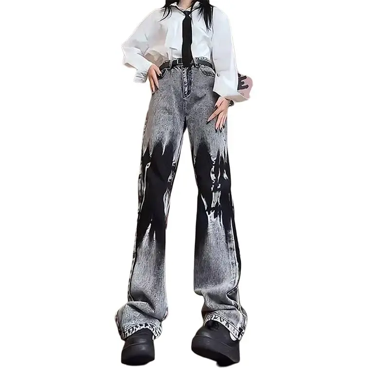 HOKLV Jeans Unisex Black Gray-3