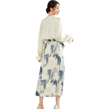 TEME Casual Long Skirt Women's Abstract Blue