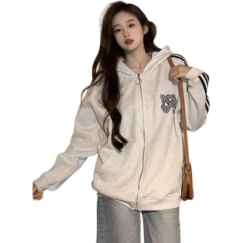 Mu Xiao Xin Sweatshirt Women's White Gray-2
