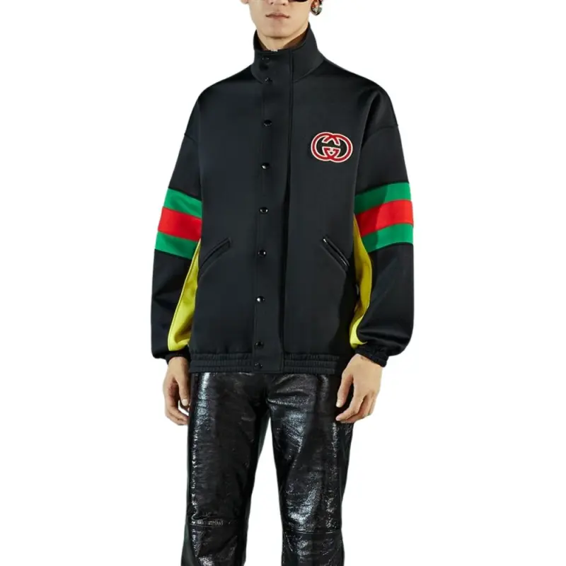 GUCCI Logo Patch Web Motif Jacket-5