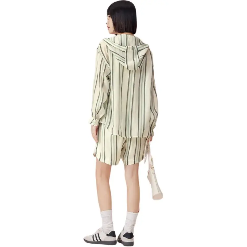 EICHITOO Casual Suit Women's Light Green Stripes 02-0