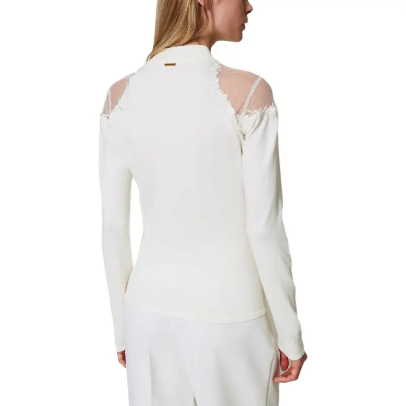 Twinset High neck Embroidered Sweater-2