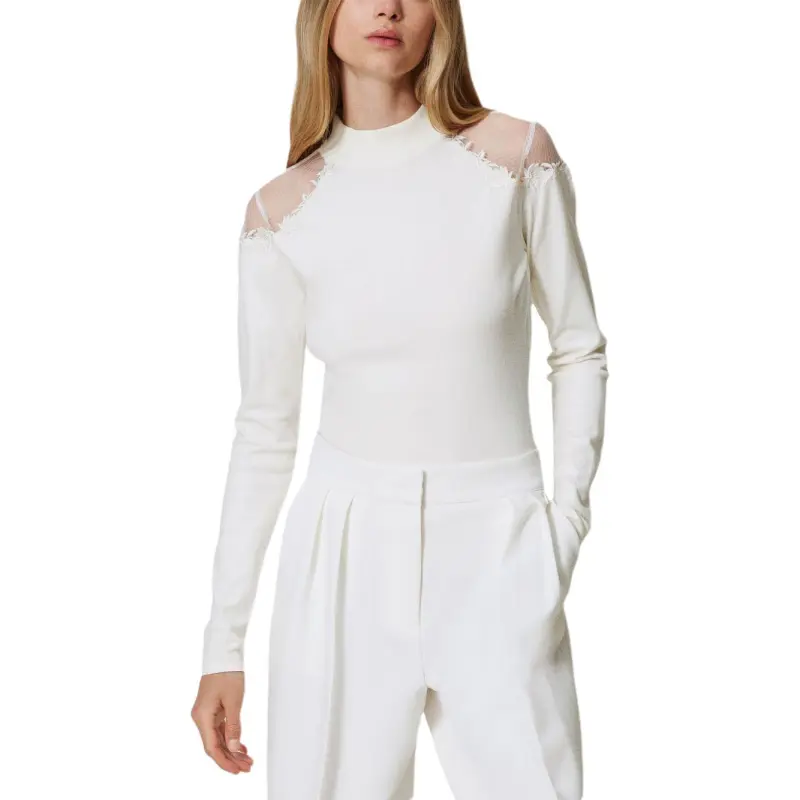 Twinset High neck Embroidered Sweater-1
