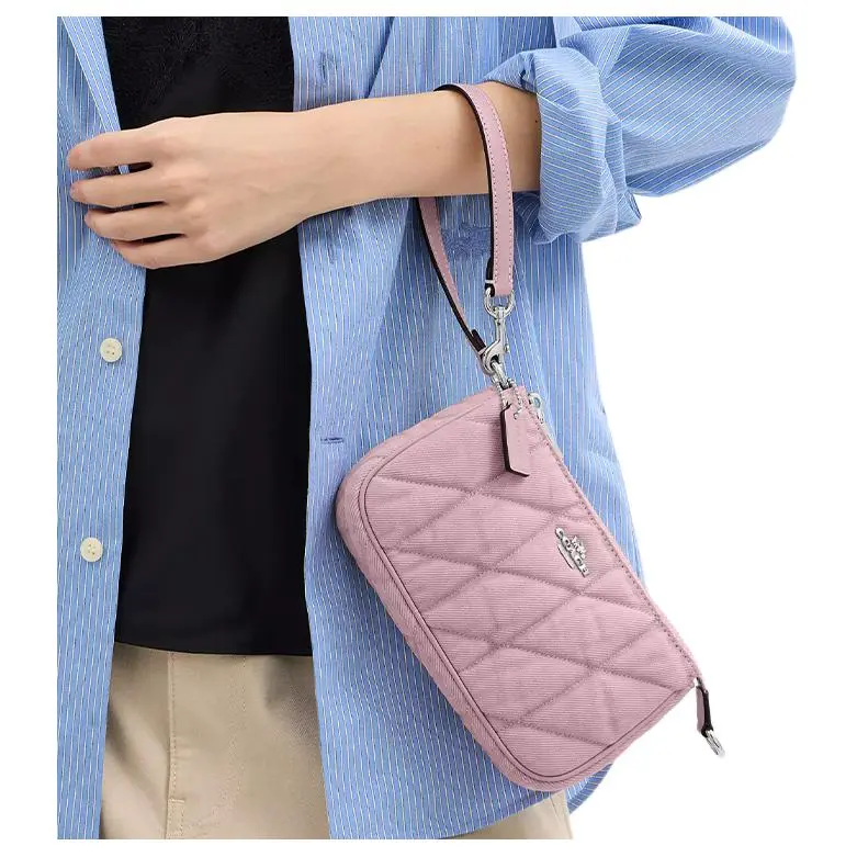 COACH Nolita Denim Handbag Trumpets Women's Carnation Pink-4