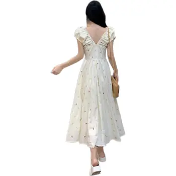 Mu Xiao Xin Short Sleeved Dress Women's Ecru