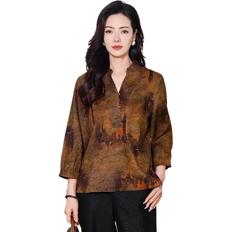 Yi Mengyuan Silk Shirt Women's Image Color-4