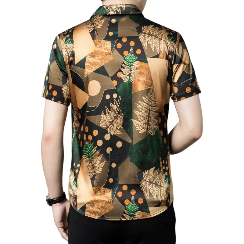 PIERRE CARDIN Shirt Men's Green Gold Illusion Dress-1