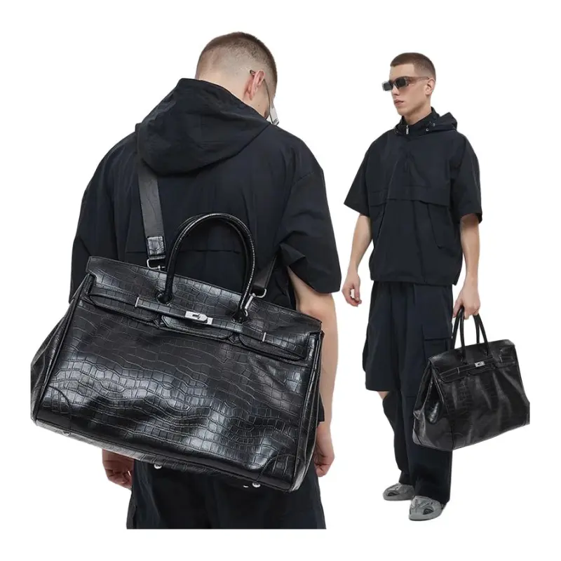 VIHUS Synthetic Leather Shoulder Bag, Crossbody Bag, Handbag Men's Black-5