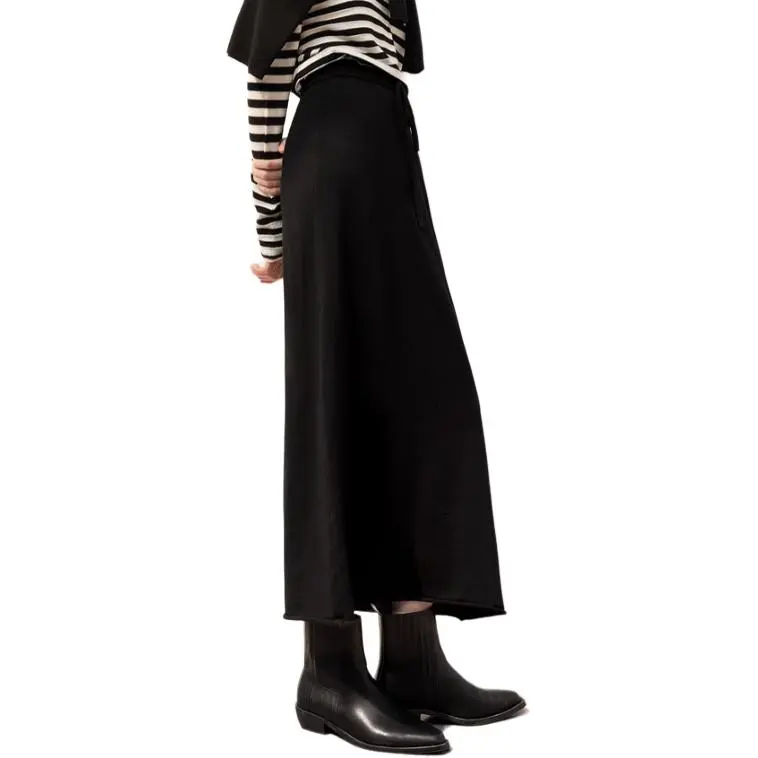 3COLOUR Knit Long Skirts Women's Classic Black-4