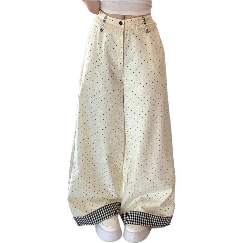Mu Xiao Xin Casual Pants Women's Apricot Polka Dot-4