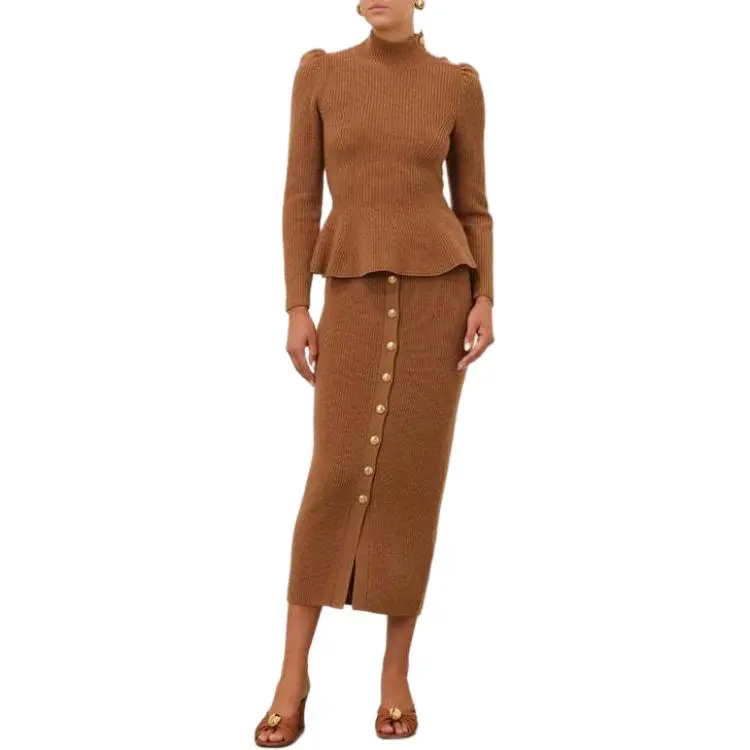 Zimmermann Knit Long Skirt Women's Brown-1
