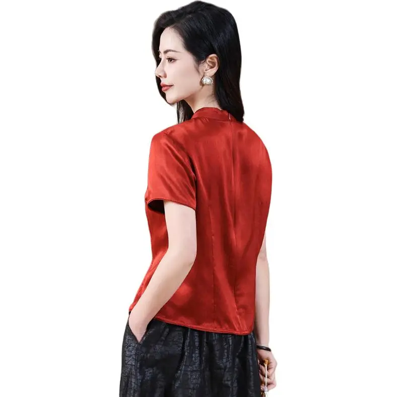 Yi Mengyuan Short Sleeved Silk Shirt Women's-4