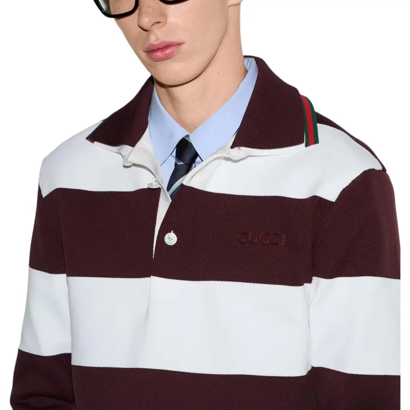 GUCCI SS25 Polo Shirt Men's Burgundy-5