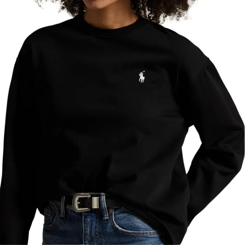 Polo Ralph Lauren Drop Shoulder Sleeve T Shirt Women's Black-4