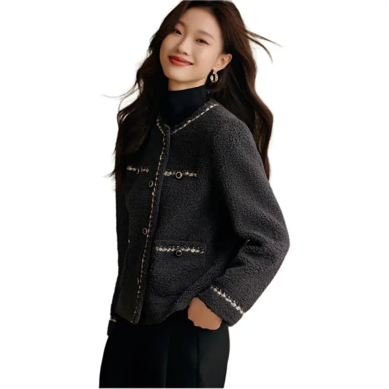 Mo Han Yi Mei Velvet feel Coat Women's Medium Gray-1
