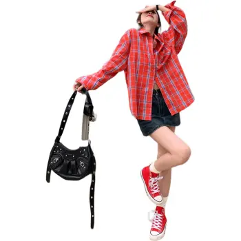 Si Bei'er Shirt Women's Red Plaid