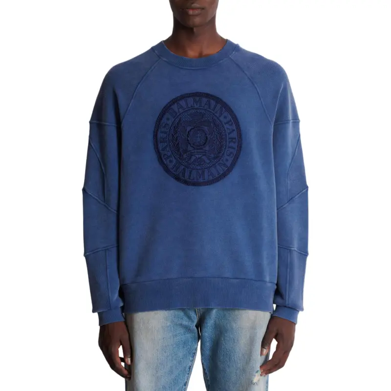 BALMAIN Coin Embroidery Ribbed Sweatshirt-2