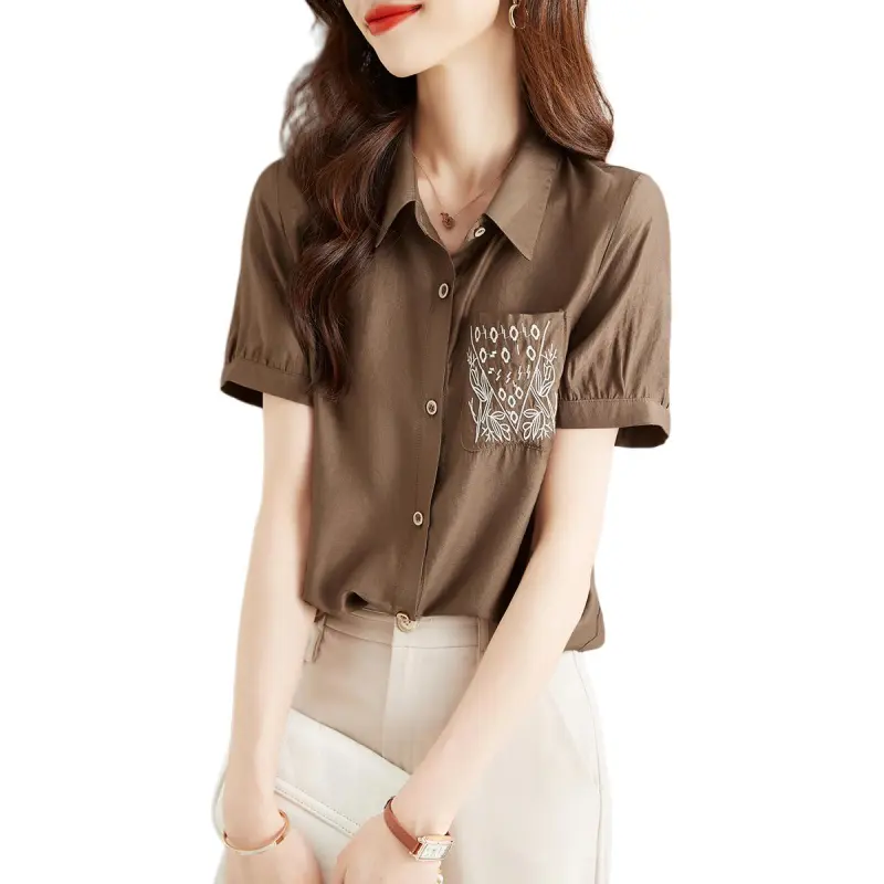 XWI Shirt Women's Red Coffee Brown-5