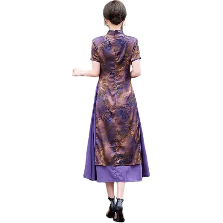 Yi Mengyuan Short Sleeved Dress Women's Purple-1
