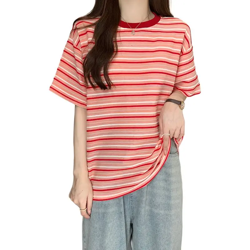 GOSO T Shirt Women's Red Stripes-5
