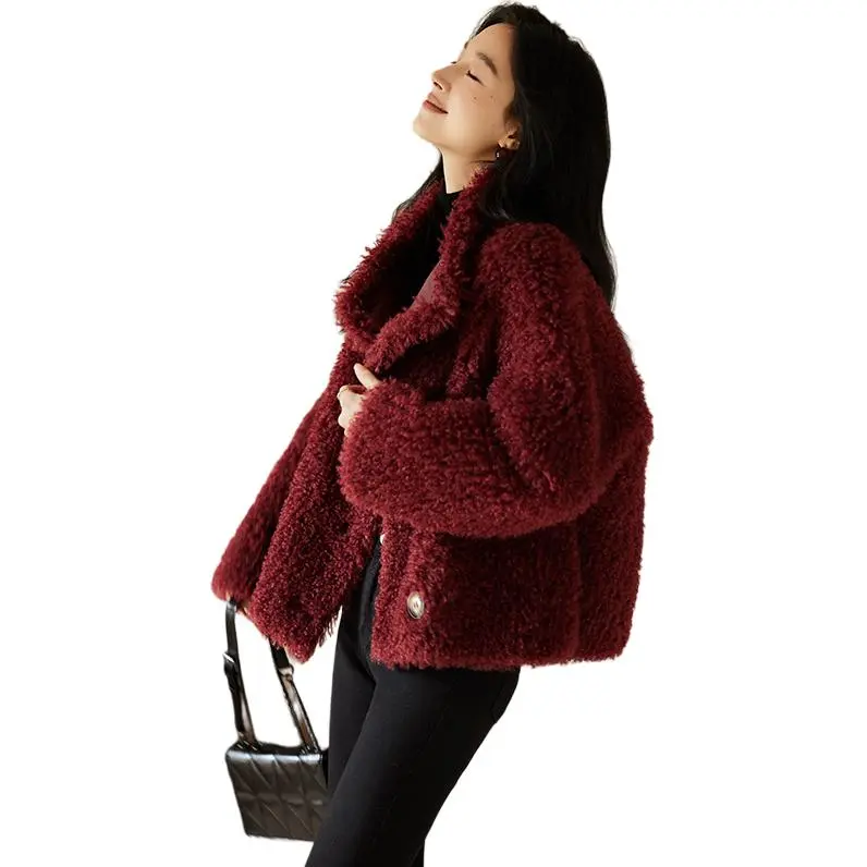 VICTORIA&VERA Velvet feel Coat Women's Ancora Red-2