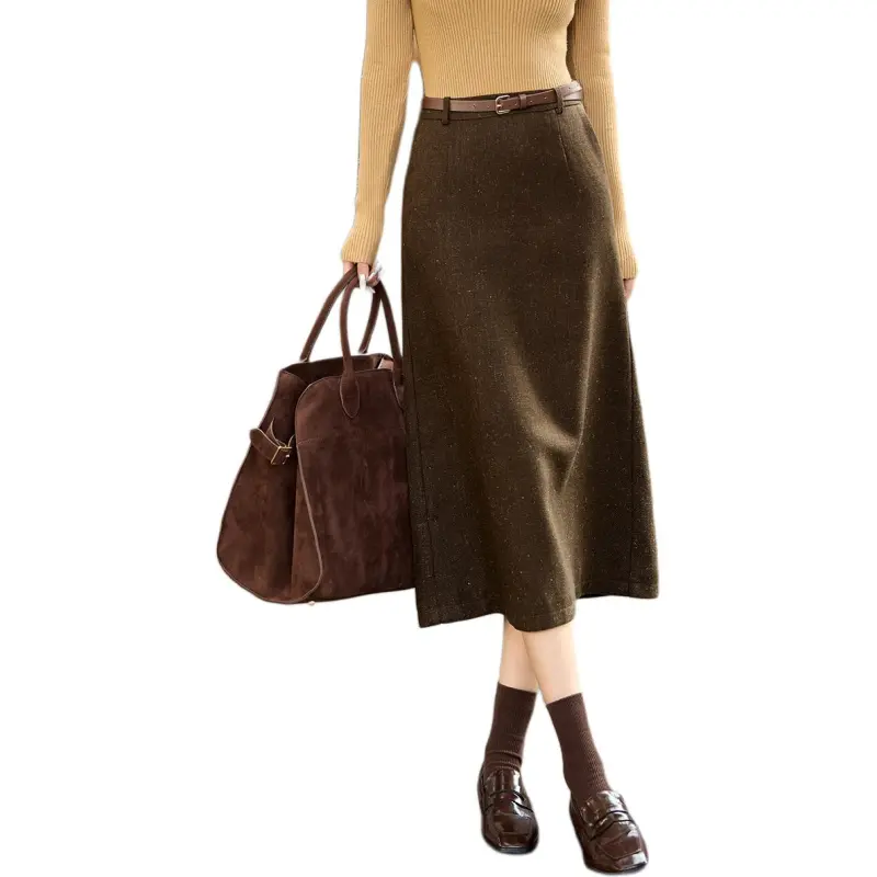Mo Han Yi Mei Casual Long Skirts Women's Coffee-6