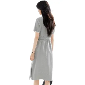 Like The Age Of Water Short Sleeved Dress Slim Fit Women's Gray