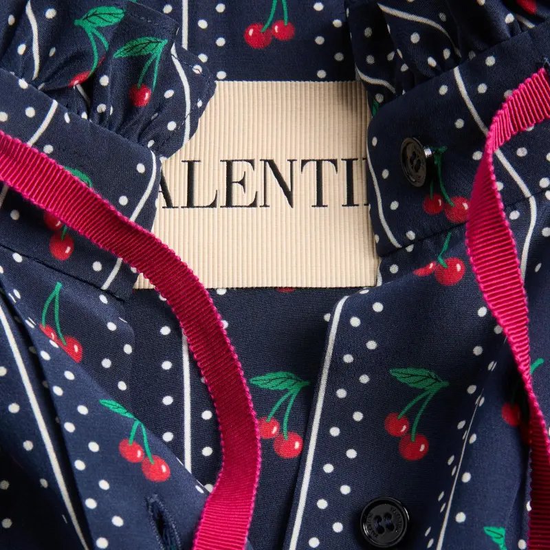 Valentino SS25 CHERRYFIC Shirt Women's Marine Blue-6