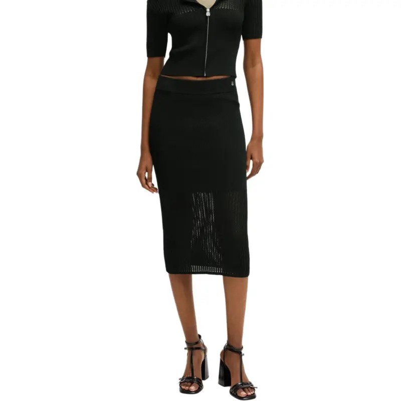 HUGO BOSS Knit Long Skirt Women's Black-1