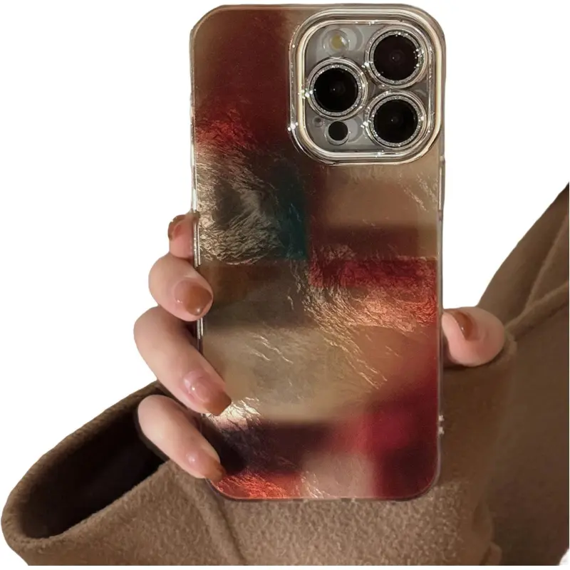 QIZHENG ABS+PC Material Dyeing Vintage Patchwork Phone Case Compatible With Apple 16 Pro Max/15/14/13/12/11-1