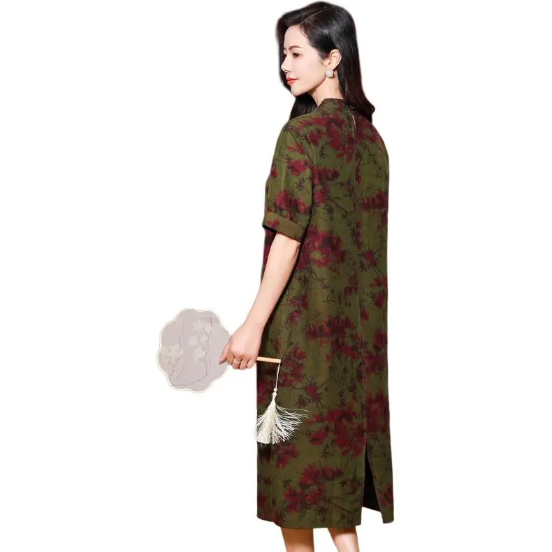 Yi Mengyuan Silk Short Sleeved Dress Women's Image Color-1