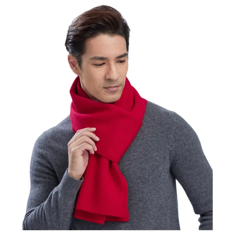 H YXIANG Wool Knit Scarves Men's-8
