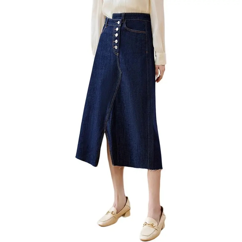 She Enjoys Casual Long Skirts Women's Blue-3