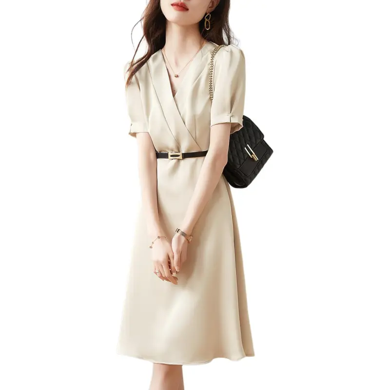 Mo Han Yi Mei Short Sleeved Dress Women's Khaki-3