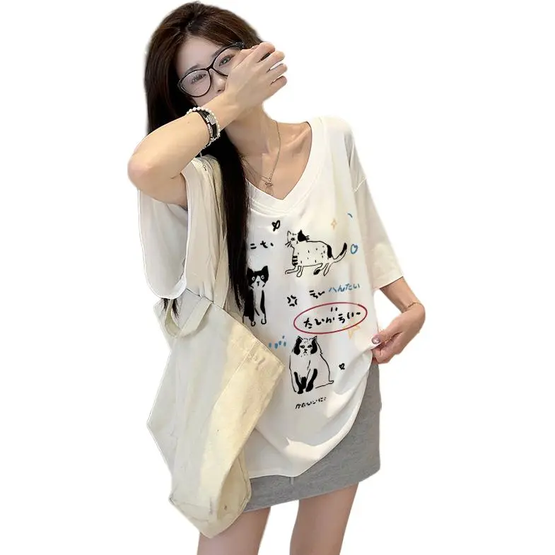 Mu Xiao Xin Drop Shoulder Sleeve T Shirt Women's-2