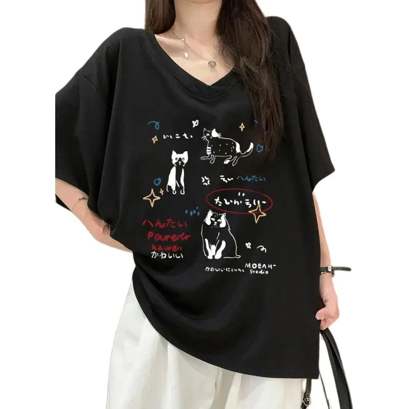 Mu Xiao Xin Drop Shoulder Sleeve T Shirt Women's-6
