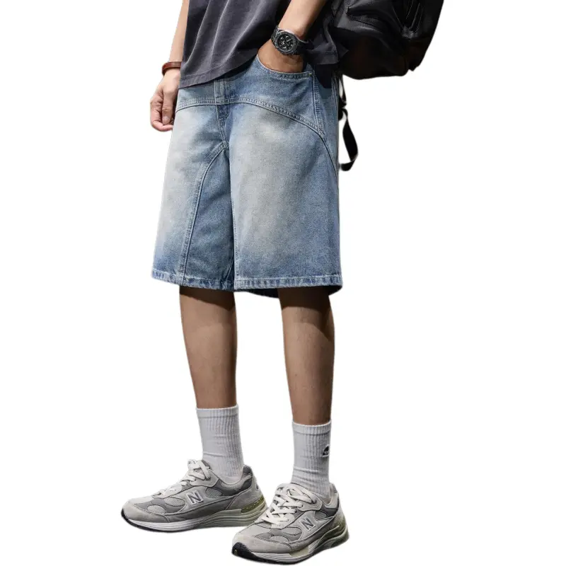 BUYDAUL Denim Shorts Men Blue-1