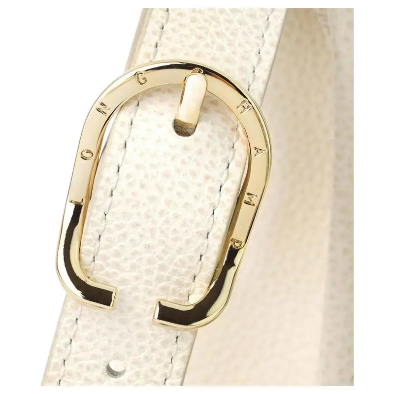 LONGCHAMP Cow Leather Shoulder Bag Medium Size Women's Paper White-4