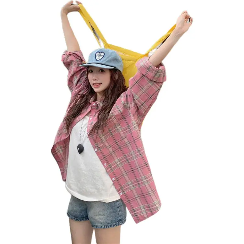 GOSO Shirts Women's Pink Plaid-3