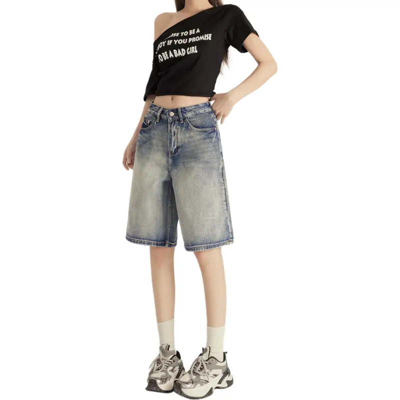 Kazakhstan Denim Shorts Women's Vintage Blue-2