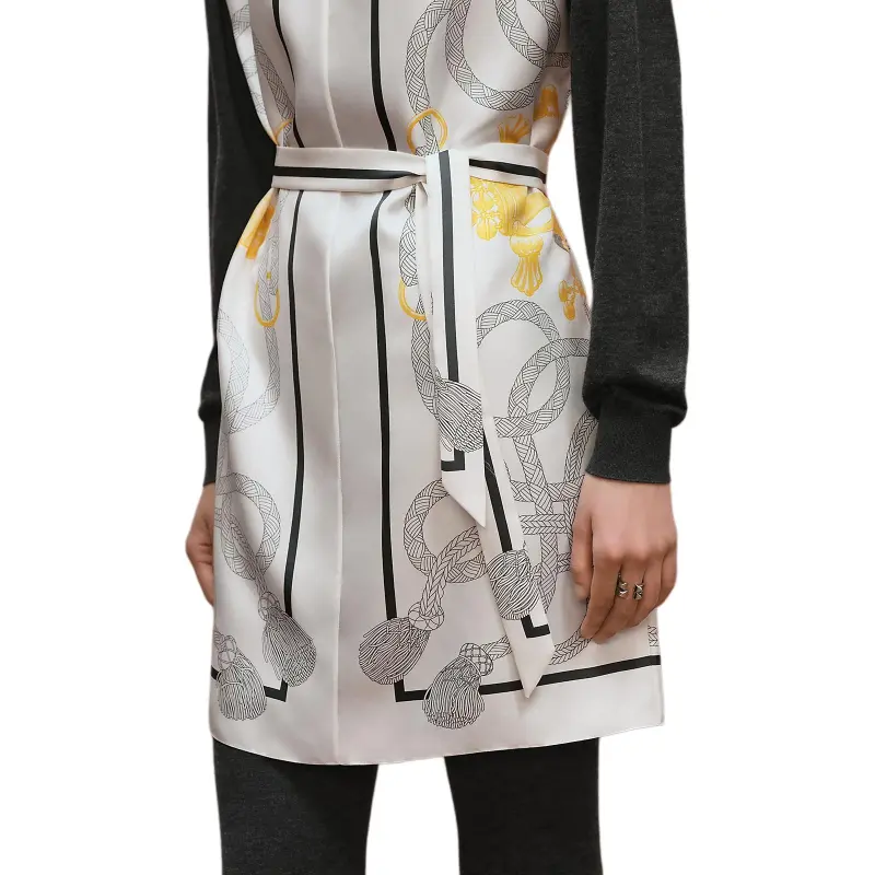 HERMES FW25 Short Sleeved Dress Women's Pearl White-3