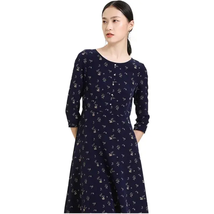 QIAOWANNI Long Sleeved Dress Women's Orchid Rabbit-2
